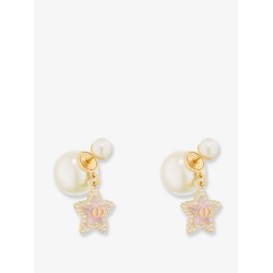 Orecchini in metallo con finitura oro e perle in resina bianca