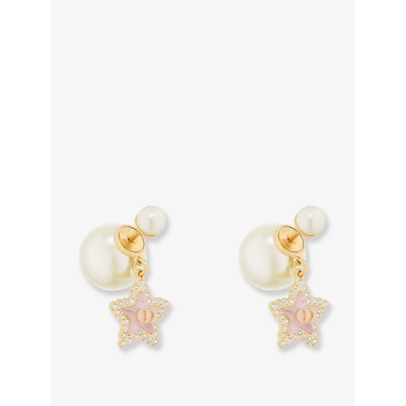 Orecchini in metallo con finitura oro e perle in resina bianca