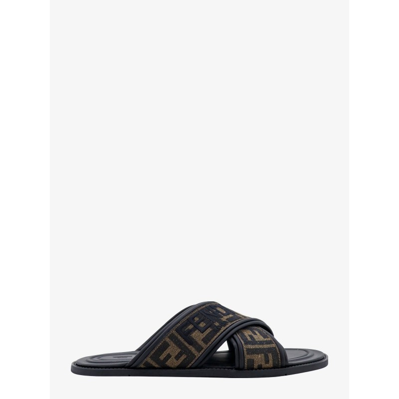 FF jacquard fabric sandals with embroidered logo