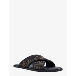 FF jacquard fabric sandals with embroidered logo