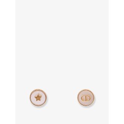 Metal D-luck earrings with gold finishes