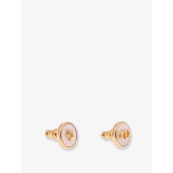 Metal D-luck earrings with gold finishes