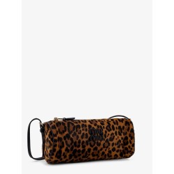 Pouch leather bag with animal print