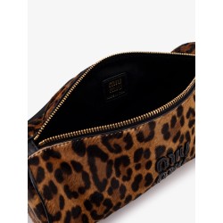 Pouch leather bag with animal print