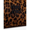 Pouch leather bag with animal print
