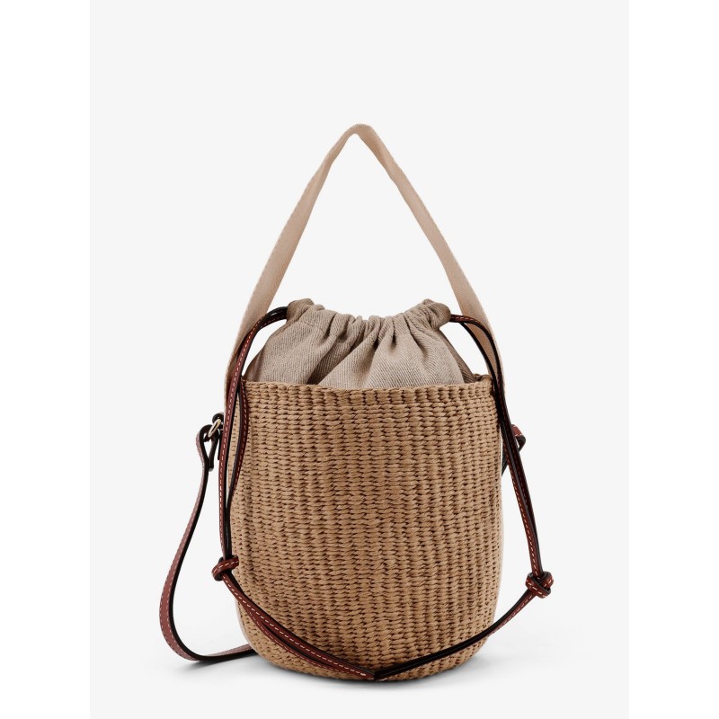 Woody raffia bucket bag
