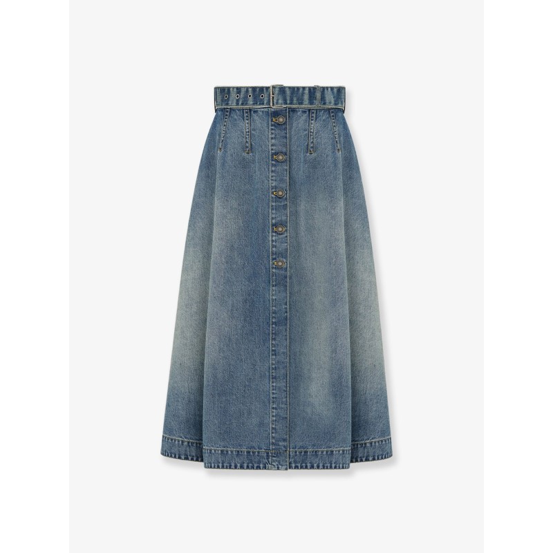 Flared midi denim skirt