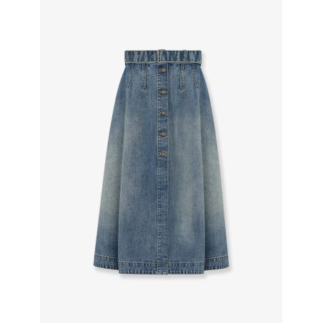 Flared midi denim skirt