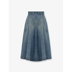 Flared midi denim skirt