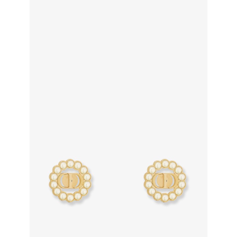 Metal Petit CD Circle earrings with gold finishes