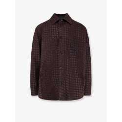 Leather and suede shirt/jacket with Intrecciato motif