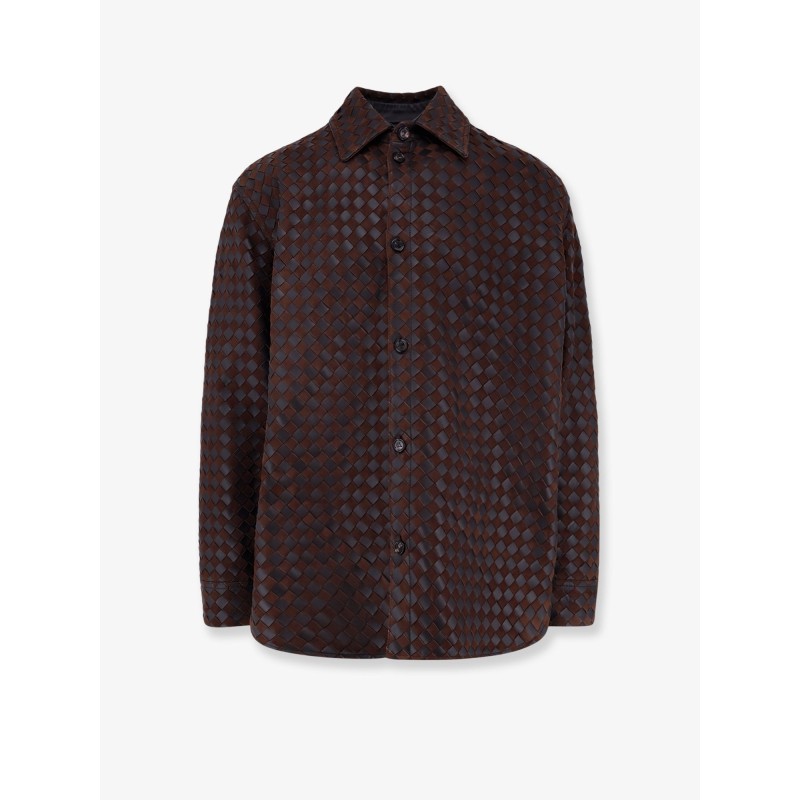 Leather and suede shirt/jacket with Intrecciato motif