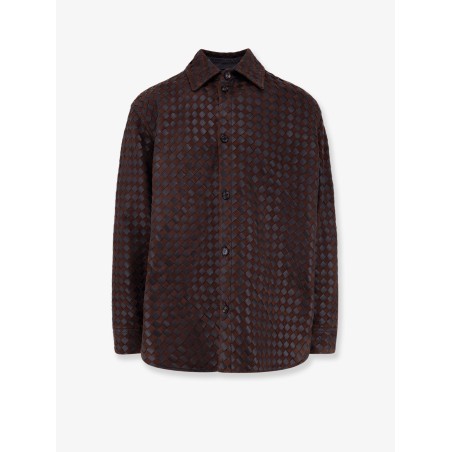Leather and suede shirt/jacket with Intrecciato motif