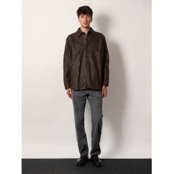 Leather and suede shirt/jacket with Intrecciato motif