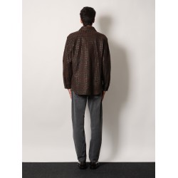 Leather and suede shirt/jacket with Intrecciato motif