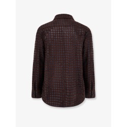 Leather and suede shirt/jacket with Intrecciato motif