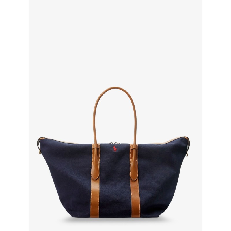 Canvas shoulder bag with embroidered logo