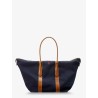 Canvas shoulder bag with embroidered logo