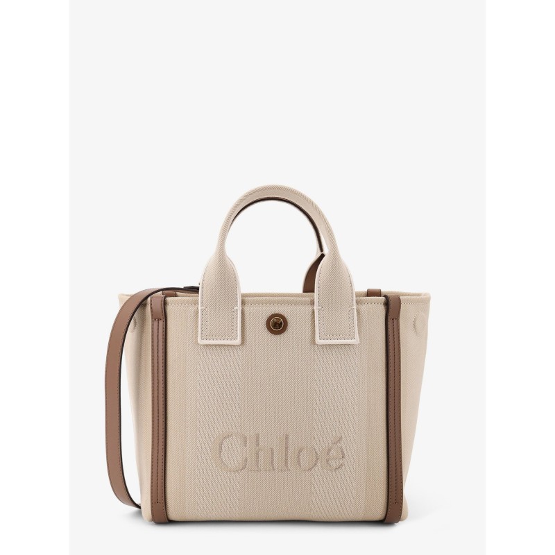 Chloé Carry canvas crossbody bag with oversized logo on the front