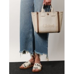 Chloé Carry canvas crossbody bag with oversized logo on the front