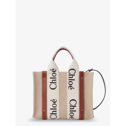 Woody linen and leather Tote Bag