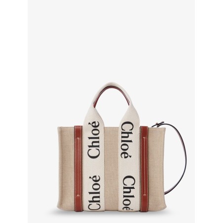Woody linen and leather Tote Bag