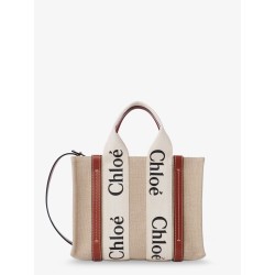 Woody linen and leather Tote Bag