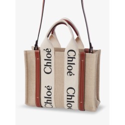 Woody linen and leather Tote Bag