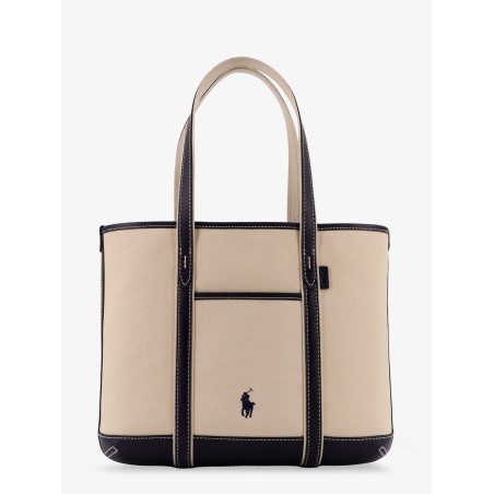 Canvas shoulder bag with embroidered logo on the front