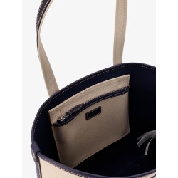 Canvas shoulder bag with embroidered logo on the front
