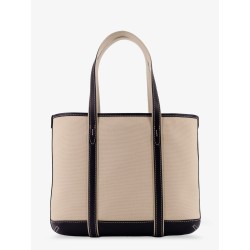 Canvas shoulder bag with embroidered logo on the front