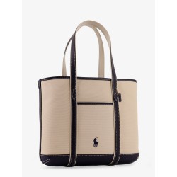 Canvas shoulder bag with embroidered logo on the front