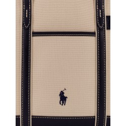 Canvas shoulder bag with embroidered logo on the front