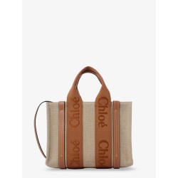 Woody linen and leather tote bag