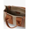 Woody linen and leather tote bag