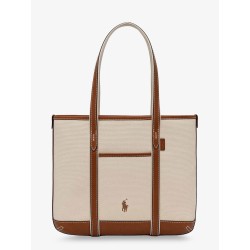 Canvas shoulder bag with embroidered logo on the front