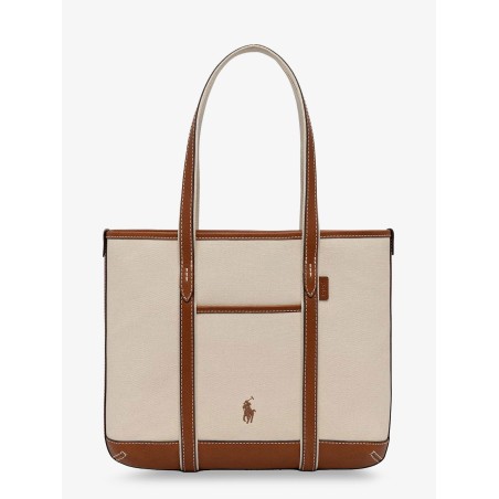 Canvas shoulder bag with embroidered logo on the front