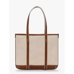 Canvas shoulder bag with embroidered logo on the front