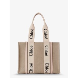 Woody linen shoulder bag with leather inserts