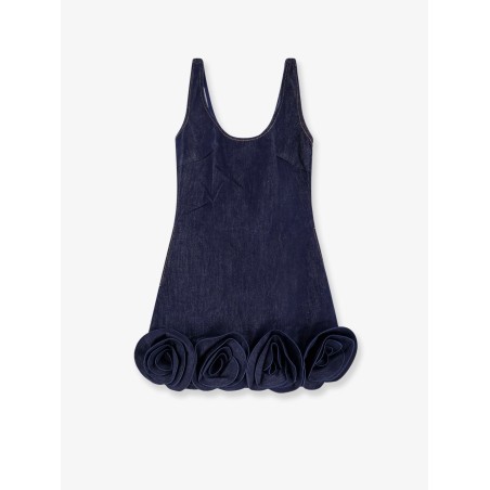 Denim mini dress with 3D flowers
