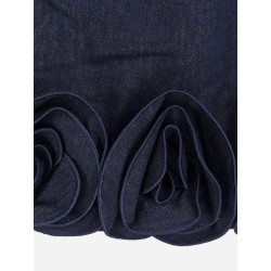 Denim mini dress with 3D flowers