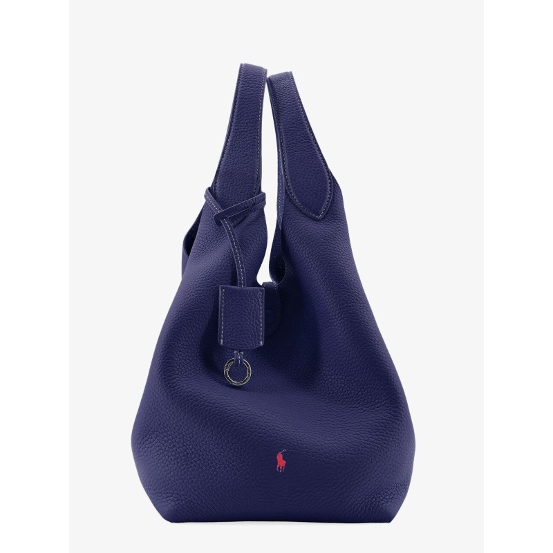 Leather shoulder bag with engraved logo