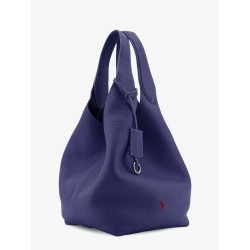 Leather shoulder bag with engraved logo