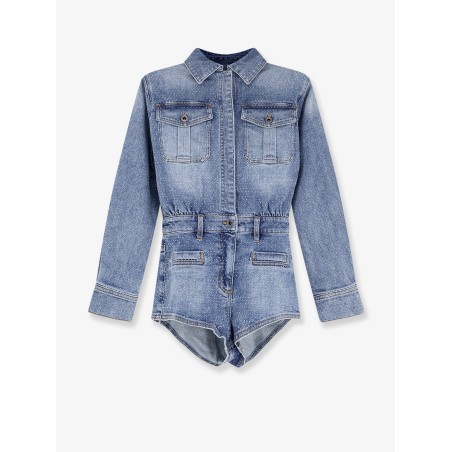 Denim jumpsuit with rhinestones