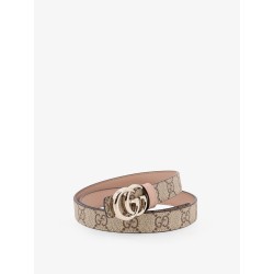 Coated canvas reversible belt with GG logo