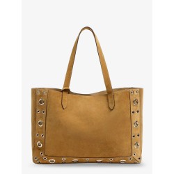 Suede shopping bag with metal logo