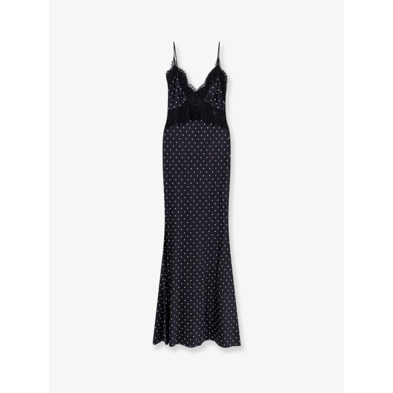 Polka-dots satin long dress