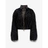 Cecool faux leather jacket with feathers
