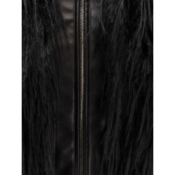Cecool faux leather jacket with feathers