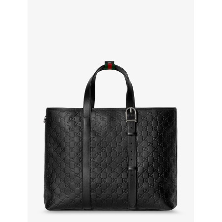 GG Emblem  leather shopping bag with embossed GG motif